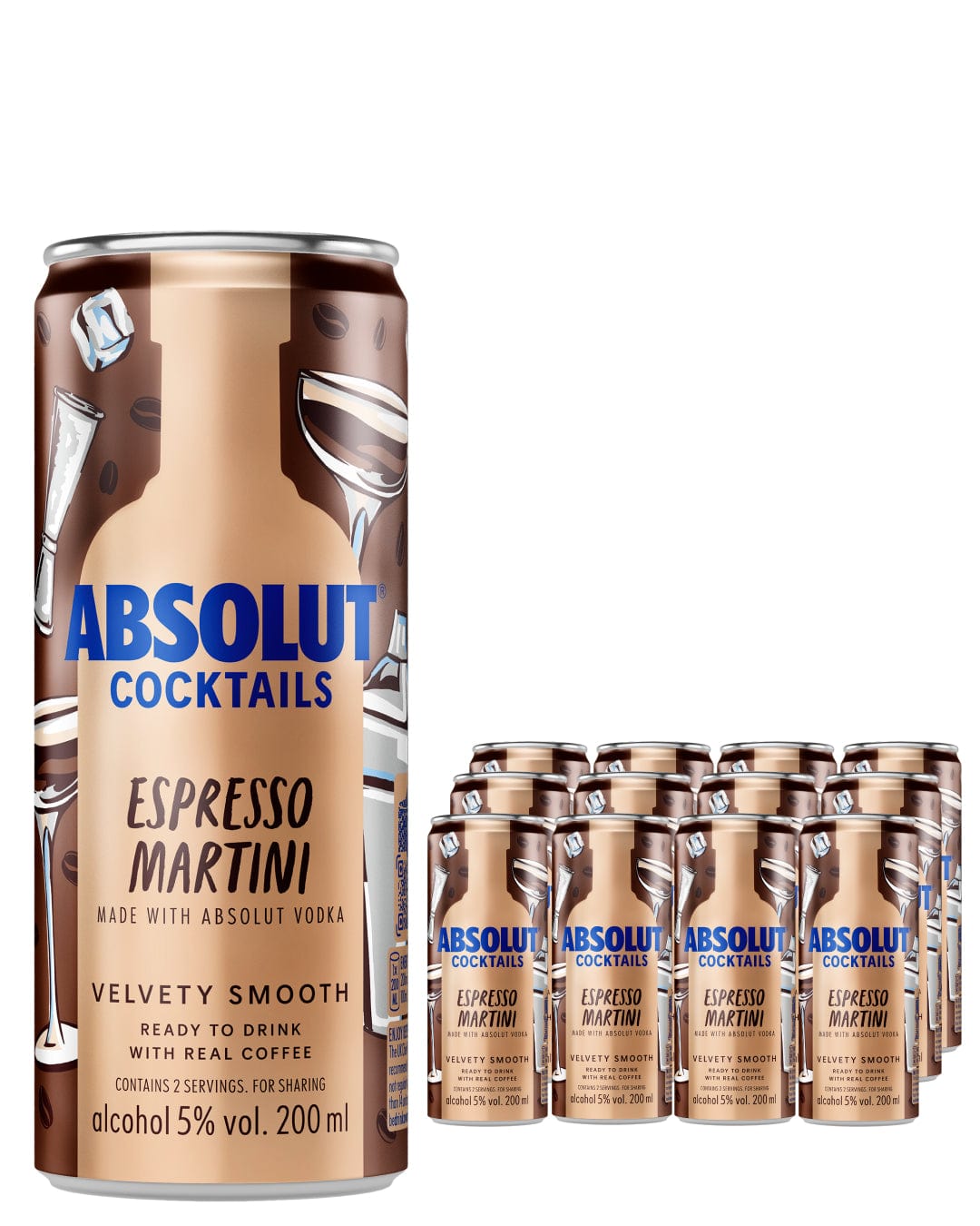 Absolut Espresso Martini Premixed Can Multipack, 12 x 250 ml Ready Made Cocktails 7312040323098