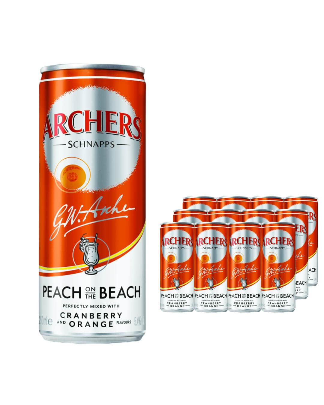 Archers Peach on the Beach Premixed Cocktail Multipack, 12 x 250