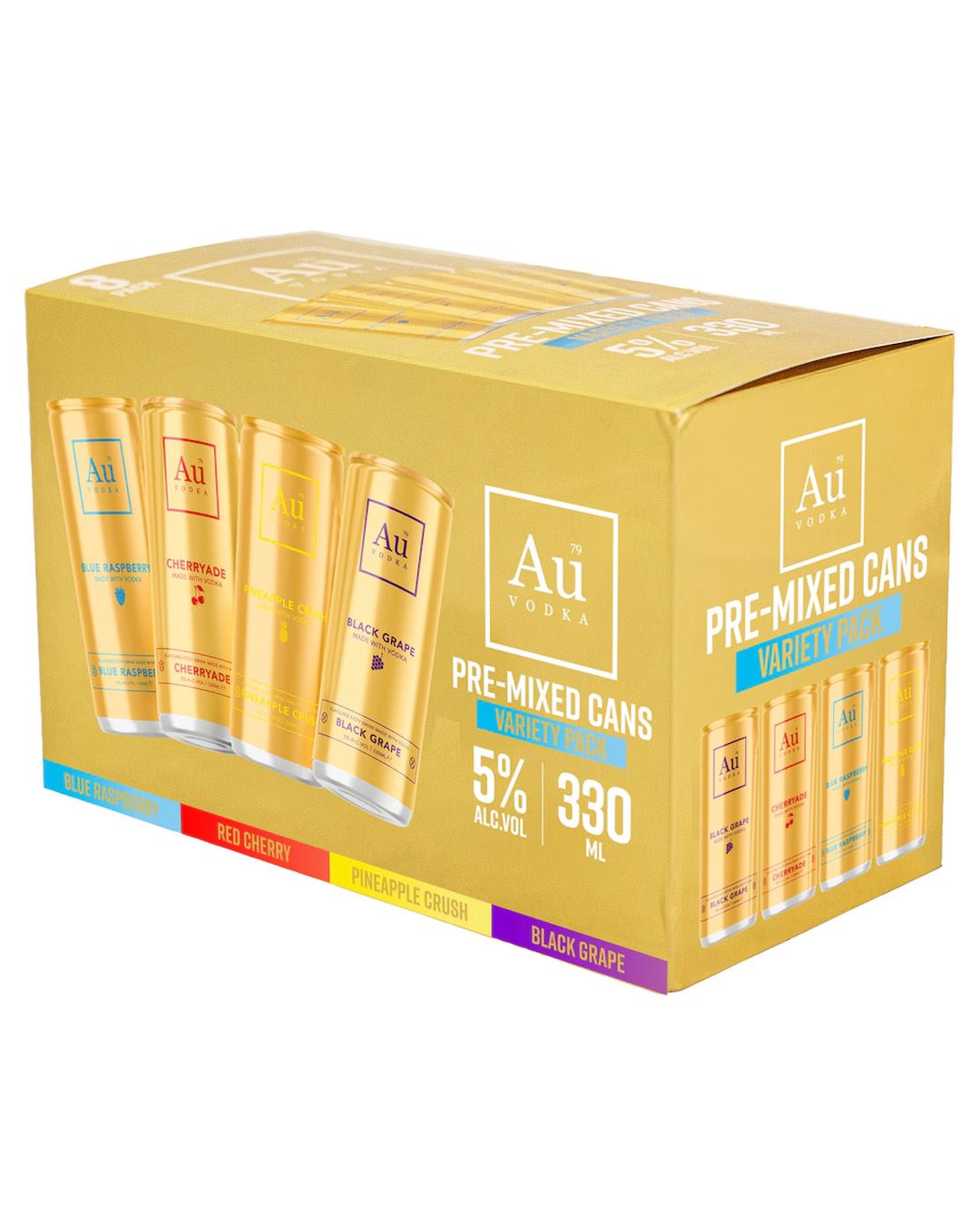 Au Vodka Pre-Mixed Variety Party Pack, 8 x 330 ml Ready To Drink 5060926501208