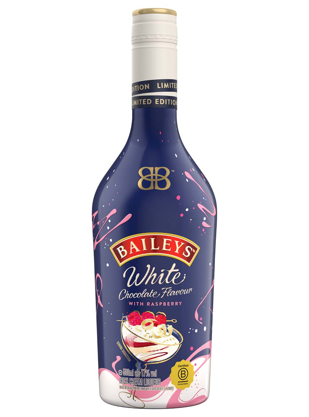 Baileys White Chocolate with Raspberry Irish Cream Liqueur, 50 cl Liqueurs & Other Spirits