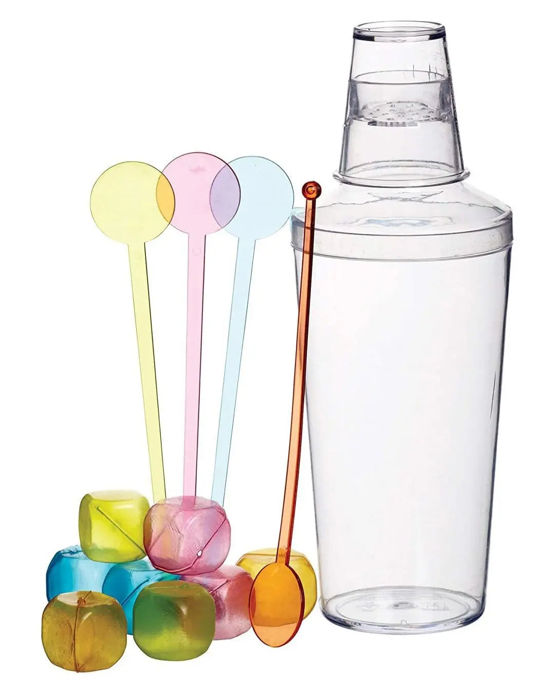 12-Pack Clear Plastic Cocktail Shakers - 350ml Bartender Tools With Strainer & Measurement Marks