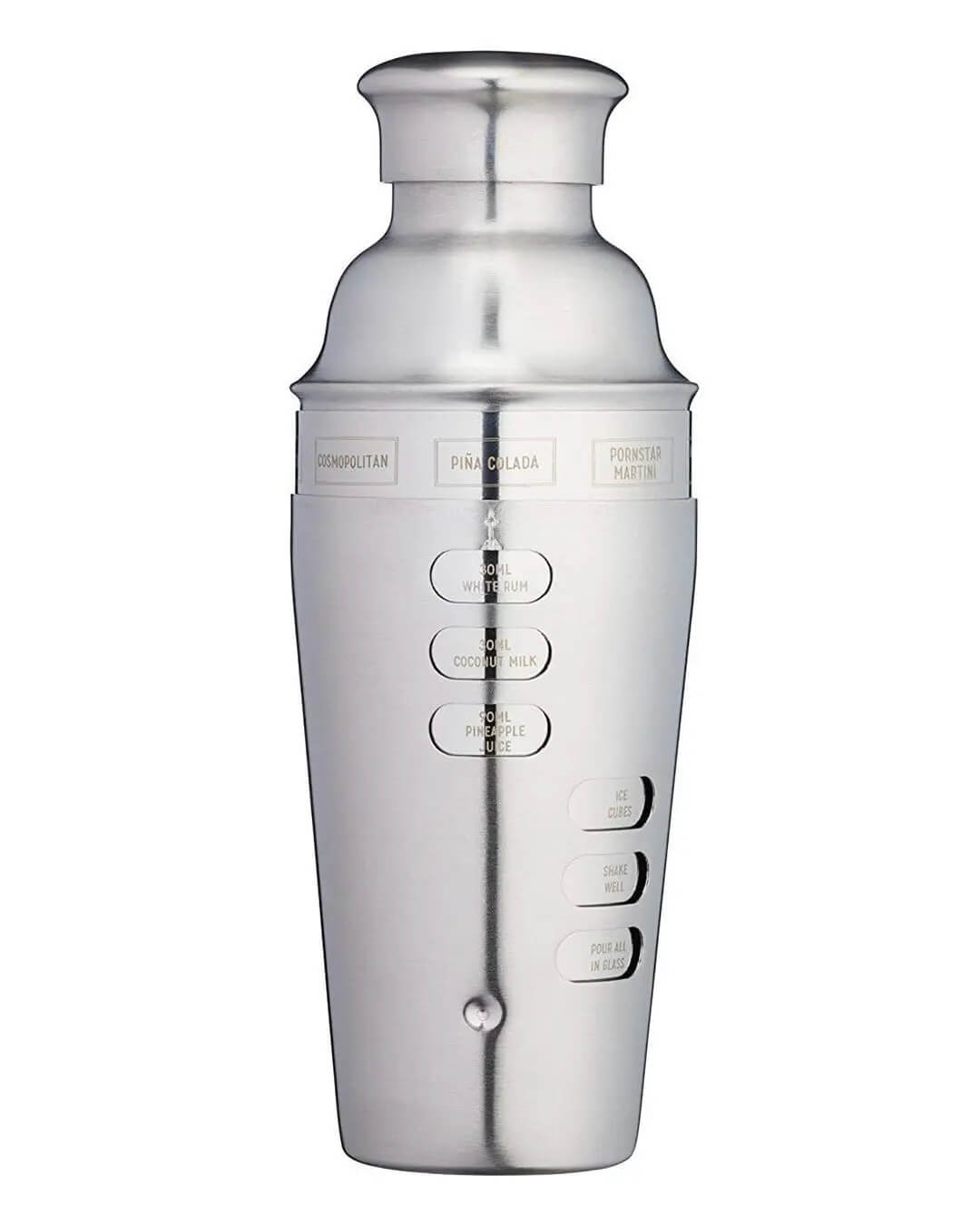 BarCraft Stainless Steel Twist Action Recipe Cocktail Shaker Barware