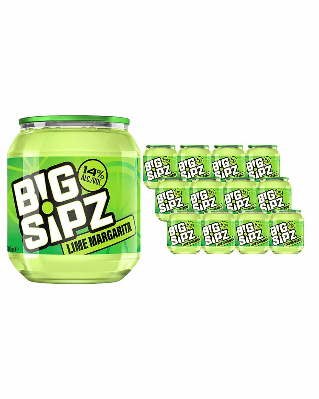 Big Sipz Lime Margarita Cocktail Multipack, 12 x 200 ml Ready To Drink