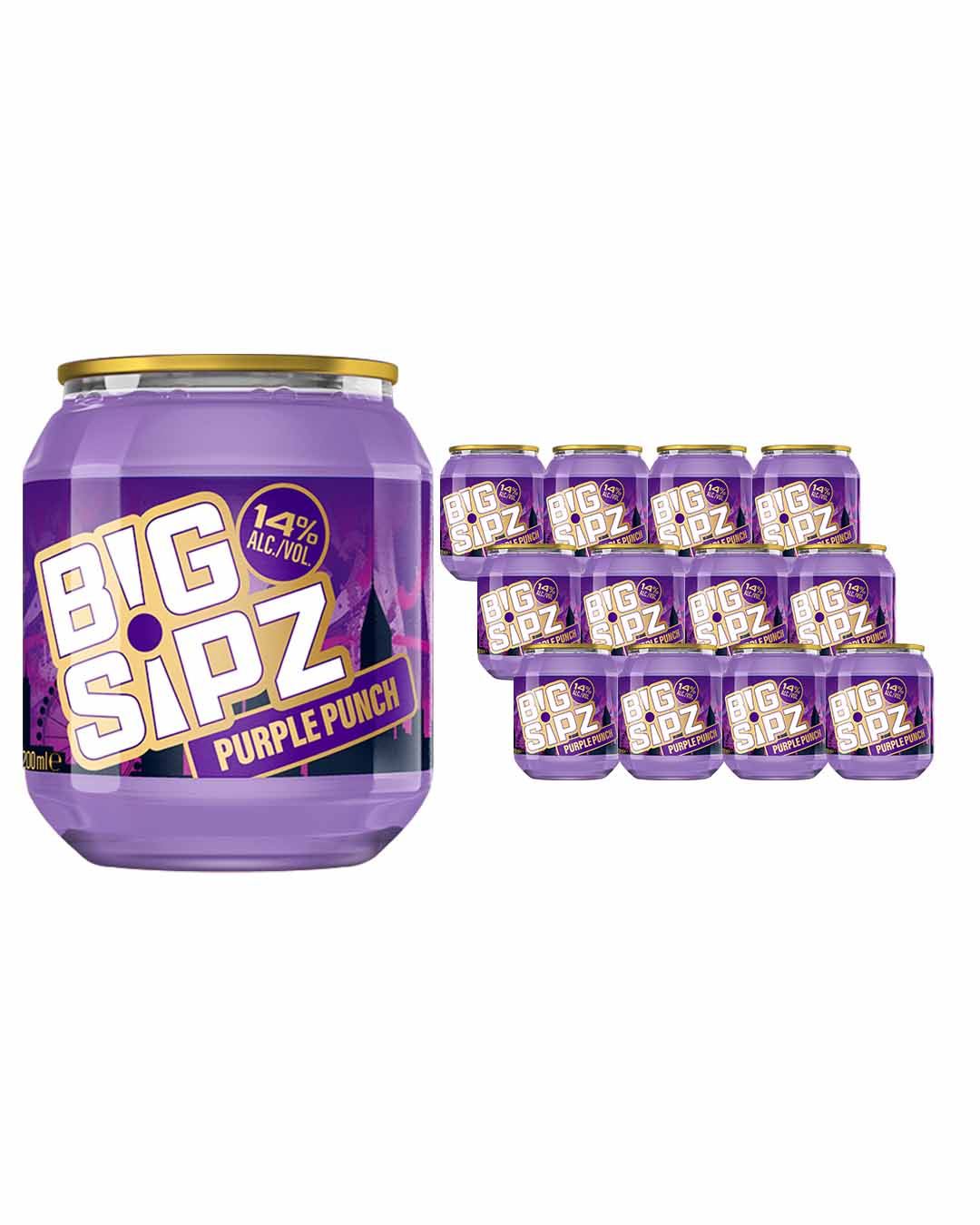 Big Sipz Purple Punch Cocktail Multipack, 12 x 200 ml Ready To Drink