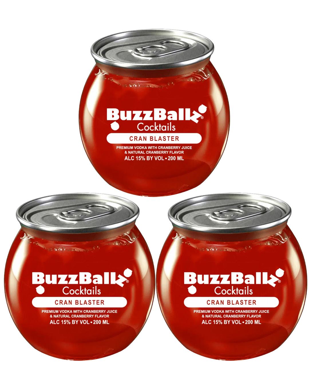 BuzzBallz Cran Blaster Cocktail, 3 x 200 ml Ready To Drink