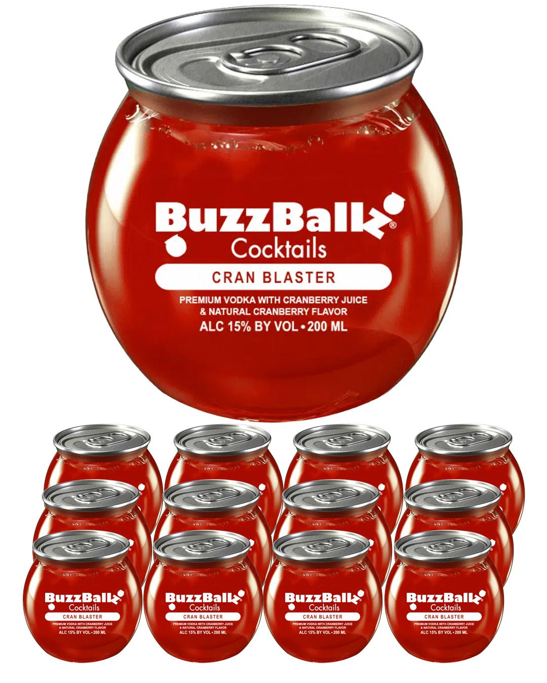 BuzzBallz Cran Blaster Cocktail Multipack, 12 x 200 ml Ready To Drink