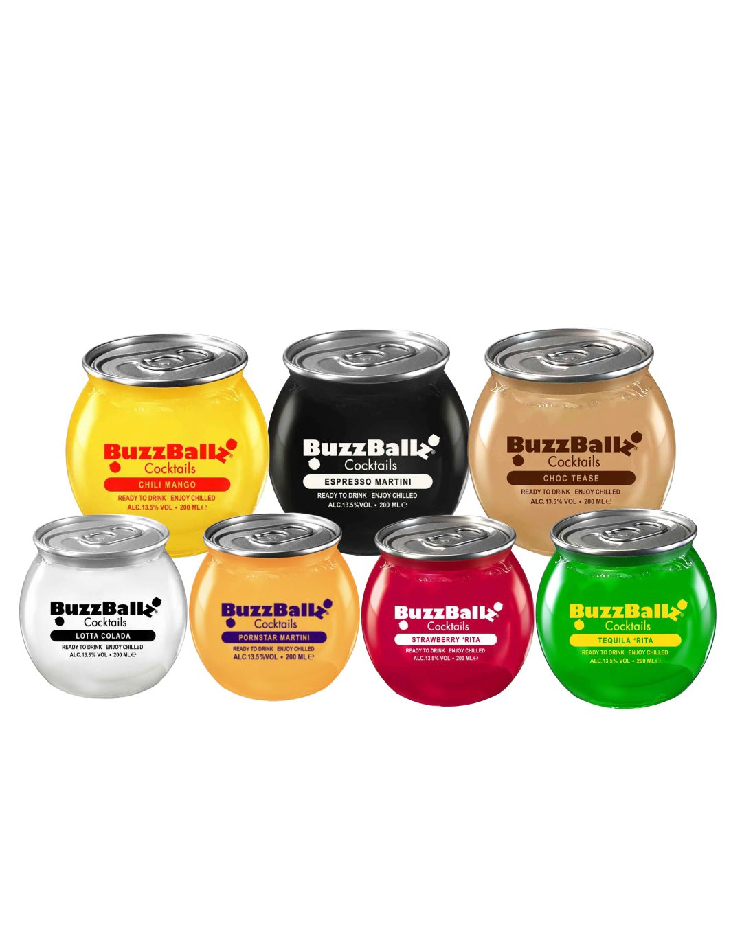 BuzzBallz Flavours Cocktail Multipack, 7 x 200 ml Ready Made Cocktails