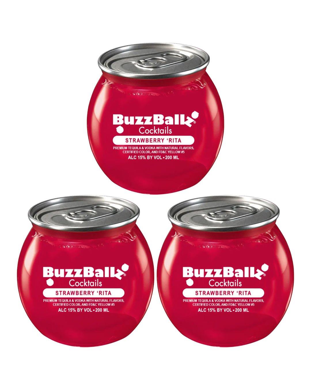 BuzzBallz Strawberry Rita Cocktail, 3 x 200 ml Ready To Drink