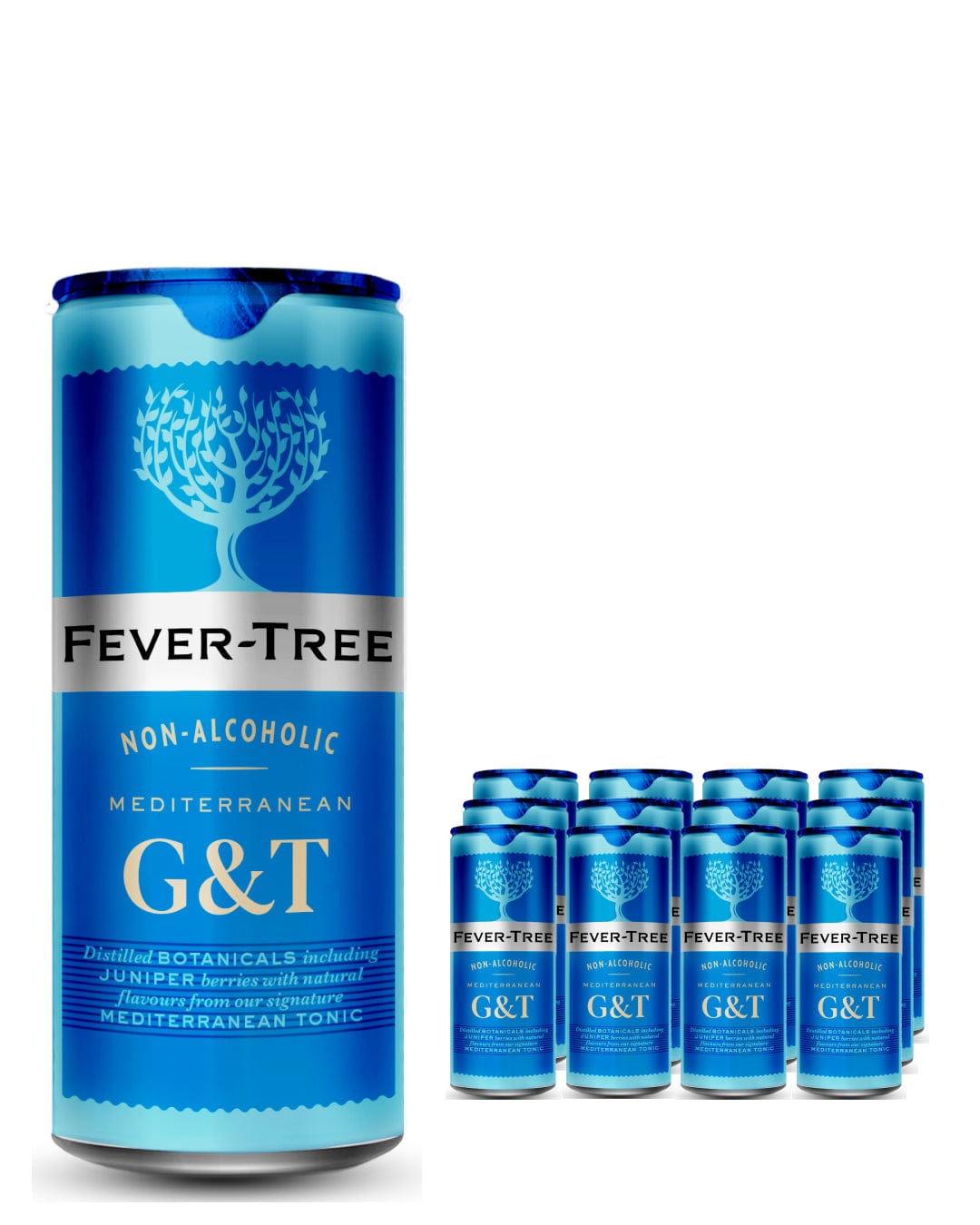 Fever-Tree Non Alcoholic Mediterranean Gin & Tonic Premixed Drink Multipack, 12 x 250 ml Gin