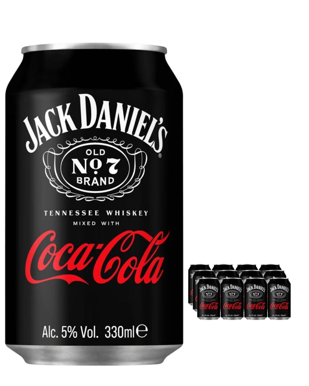 Jack Daniel's Old No. 7 Tennessee Whiskey & Coca Cola Premixed Can Multipack, 12 x 330 ml Ready Made Cocktails 5099873003220