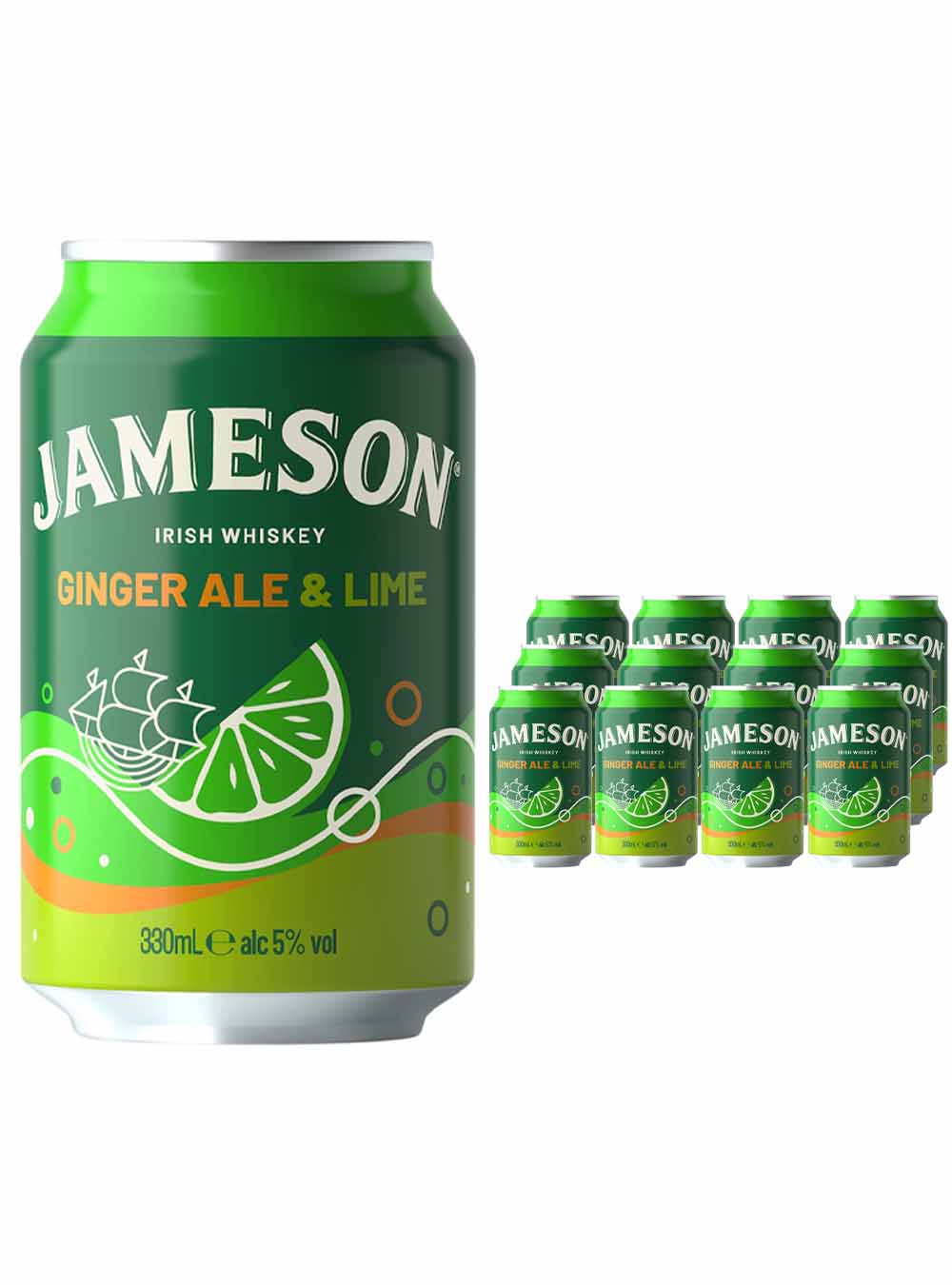 Jameson Ginger & Lime Can Multipack, 12 x 330ml Ready Made Cocktails