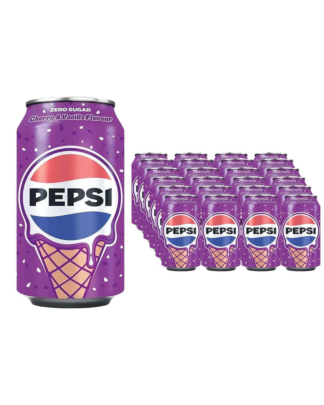 Pepsi Cherry and Vanilla Zero Sugar Cola Can Multipack, 24 x 330 ml cola
