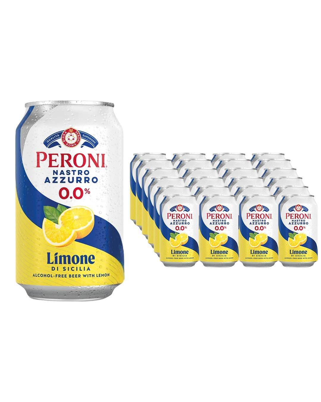 Peroni Nastro Azzurro 0.0 Limone Alcohol Free Beer Can Multipack, 24 x 330 ml beer