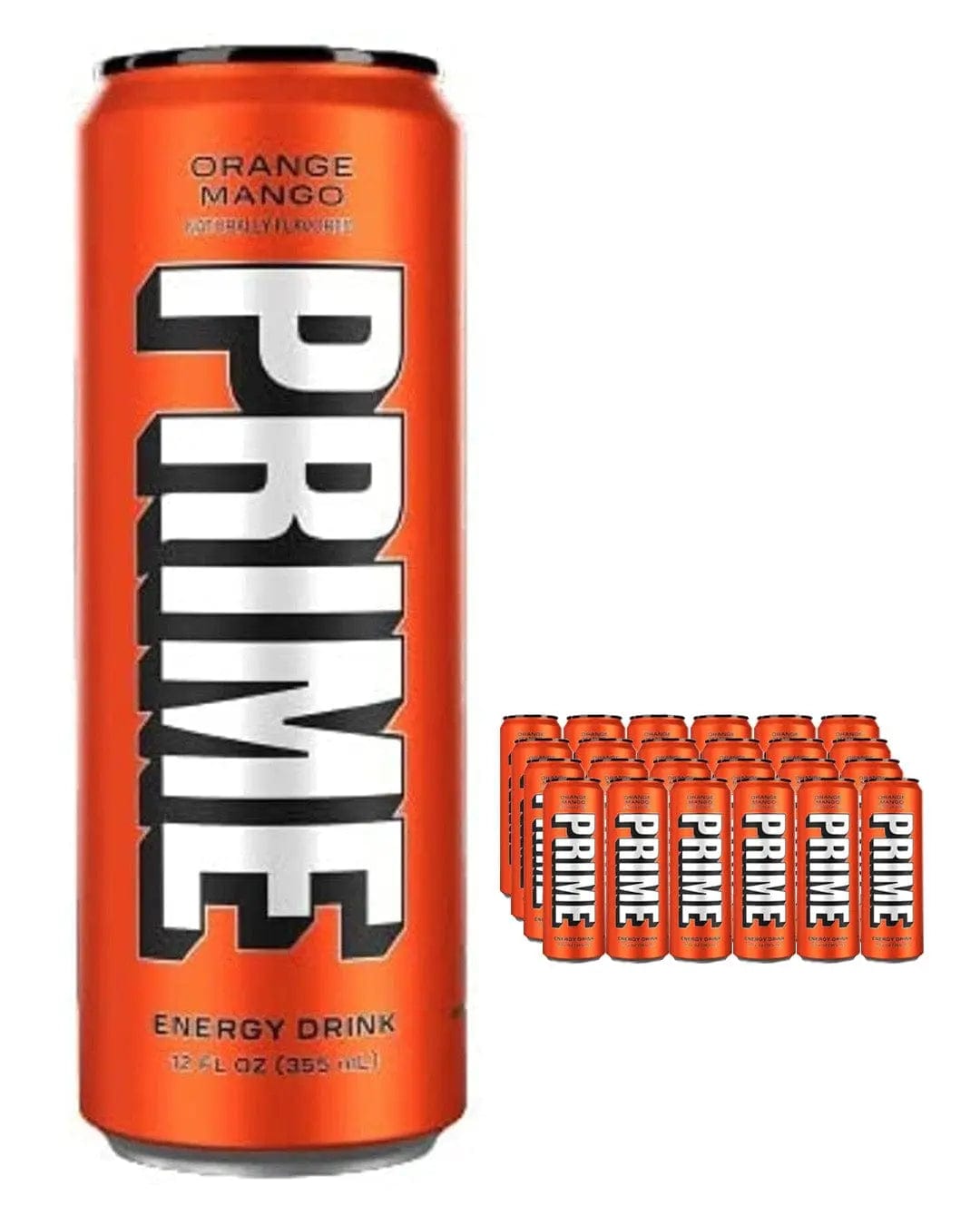 Prime Orange Mango Energy Drink Multipack, 24 x 355 ml The Bottle Club
