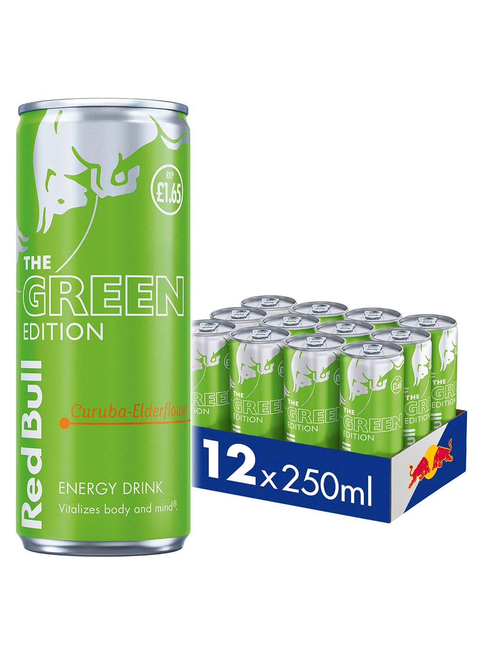 Red Bull The Green Edition - Curuba and Elderflower Energy Drink Price Marked Multipack, 12 x 250 ml Soft Drinks & Mixers 9002490280413