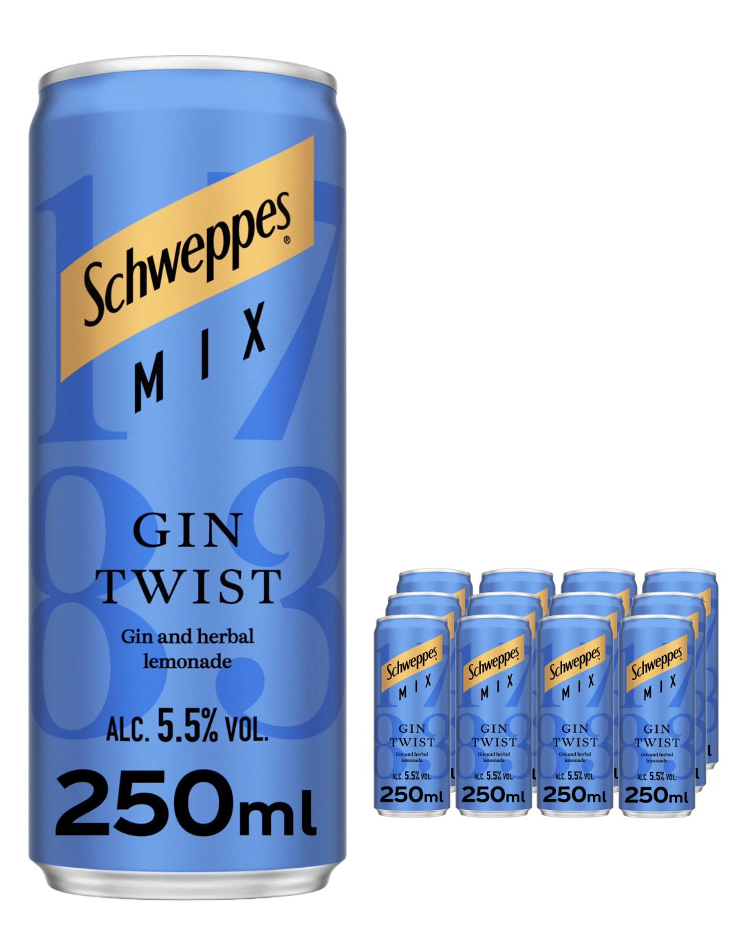 Schweppes Mix Gin Twist Premixed Drink Multipack, 12 x 250 ml Ready Made Cocktails