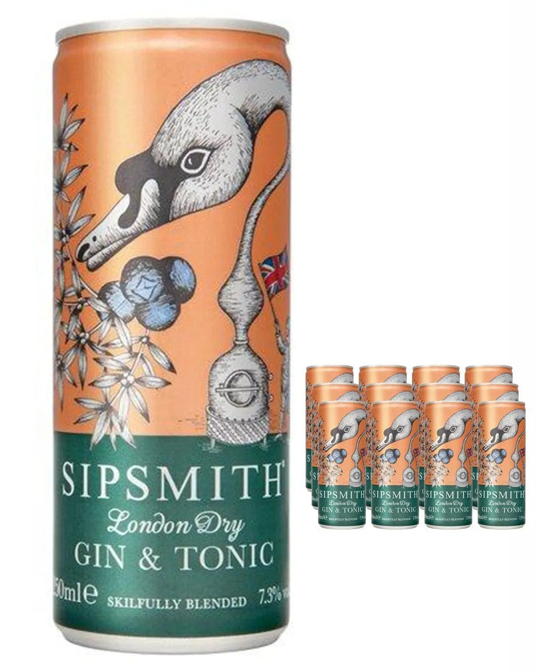 Sipsmith London Dry Gin & Tonic Premixed Cocktail Can, 1 x 250 ml Ready Made Cocktails