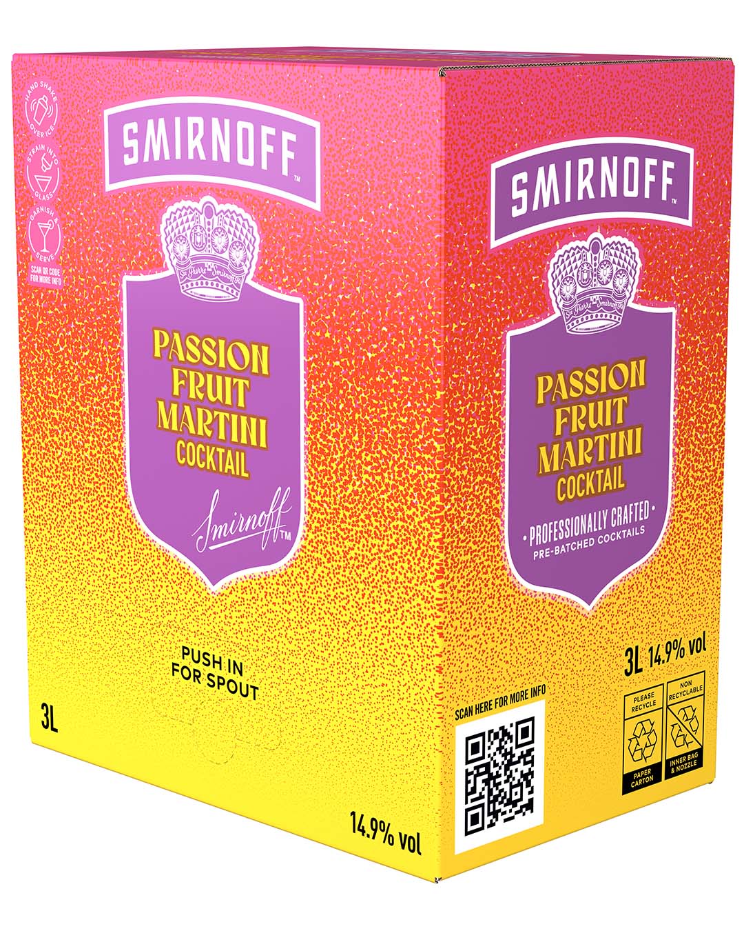Smirnoff Passion Fruit Martini Premixed Cocktail Bag in Box, 3 L Ready To Drink