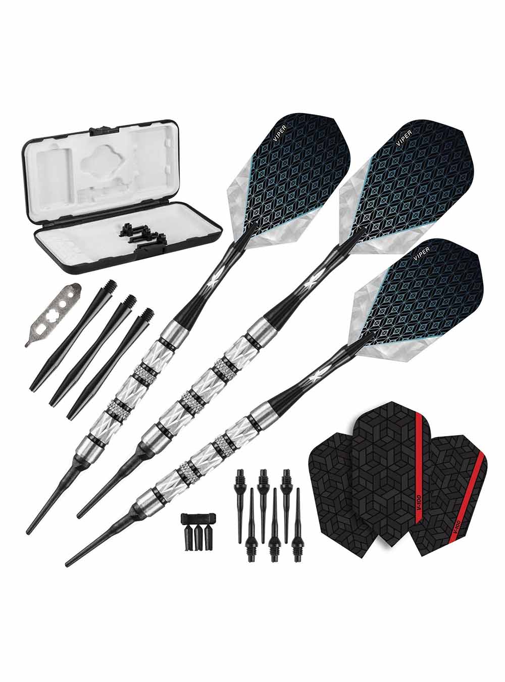 Viper Diamond Darts 90% Tungsten Soft Tip Dart Set Silver Rings 16 Grams Bar Games