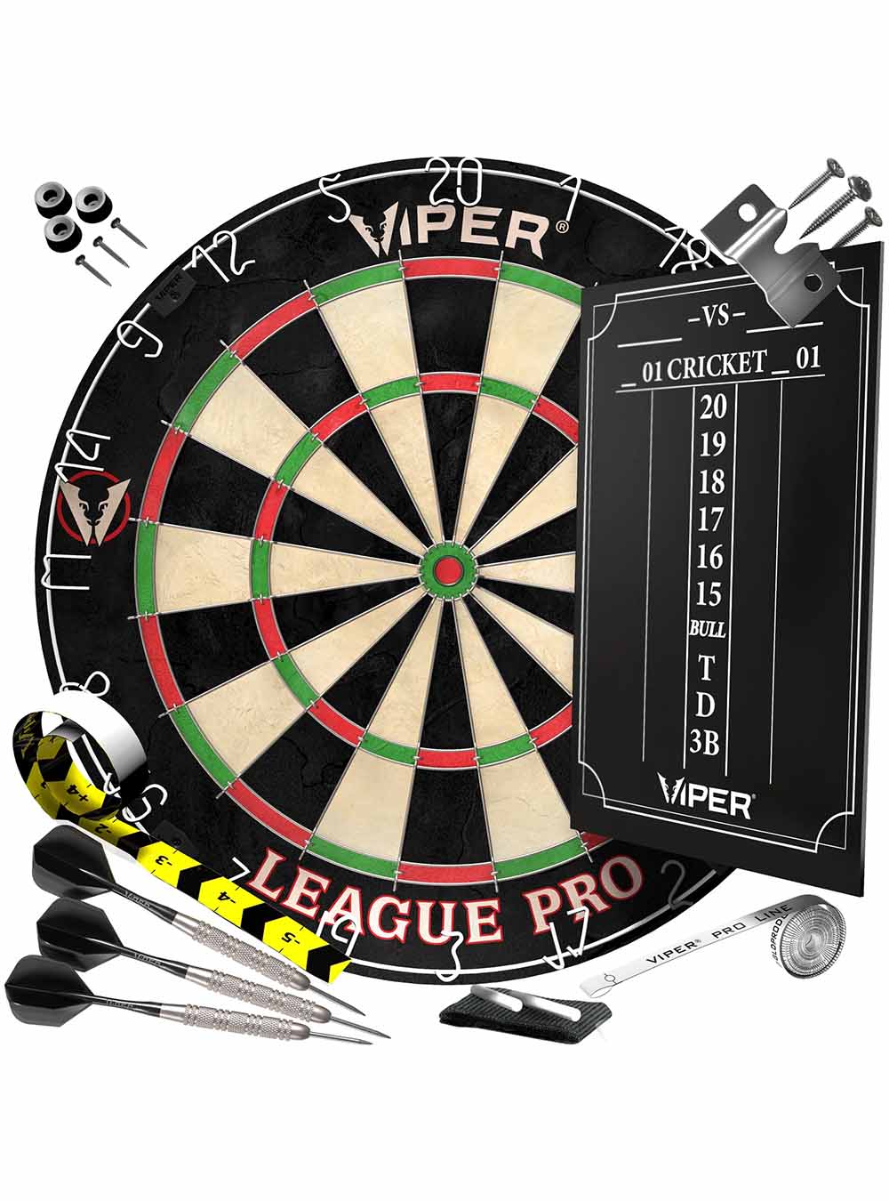 Viper League Pro Sisal Dartboard Starter Kit Bar Games