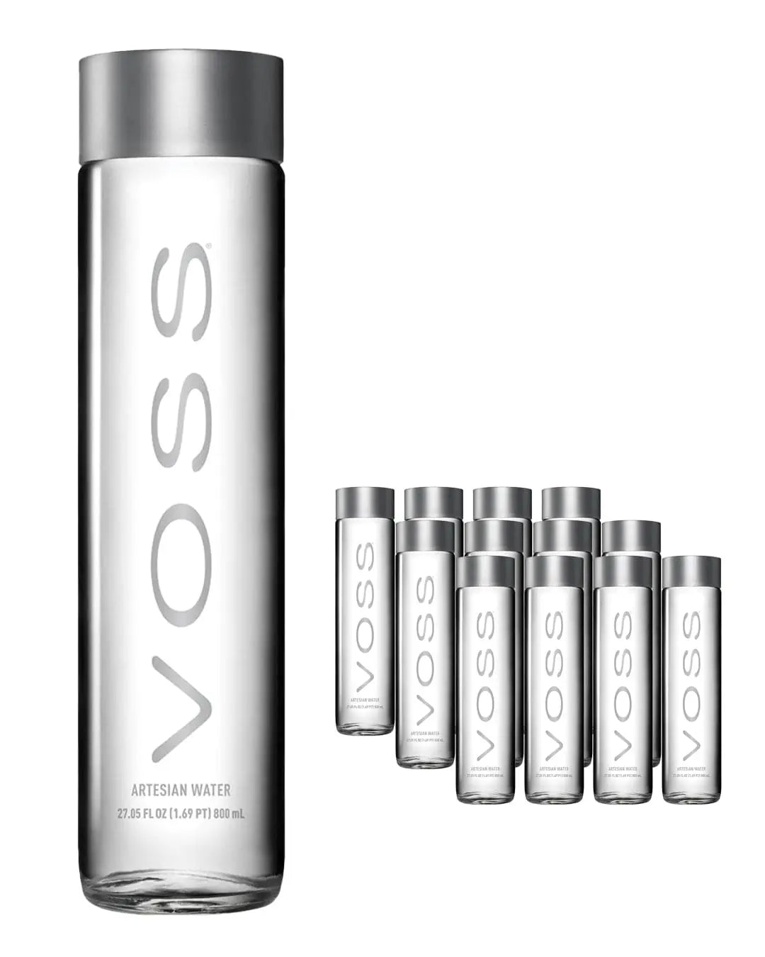 Voss Sparkling Water Glass Bottle Multipack, 12 x 800 ml The Bottle Club