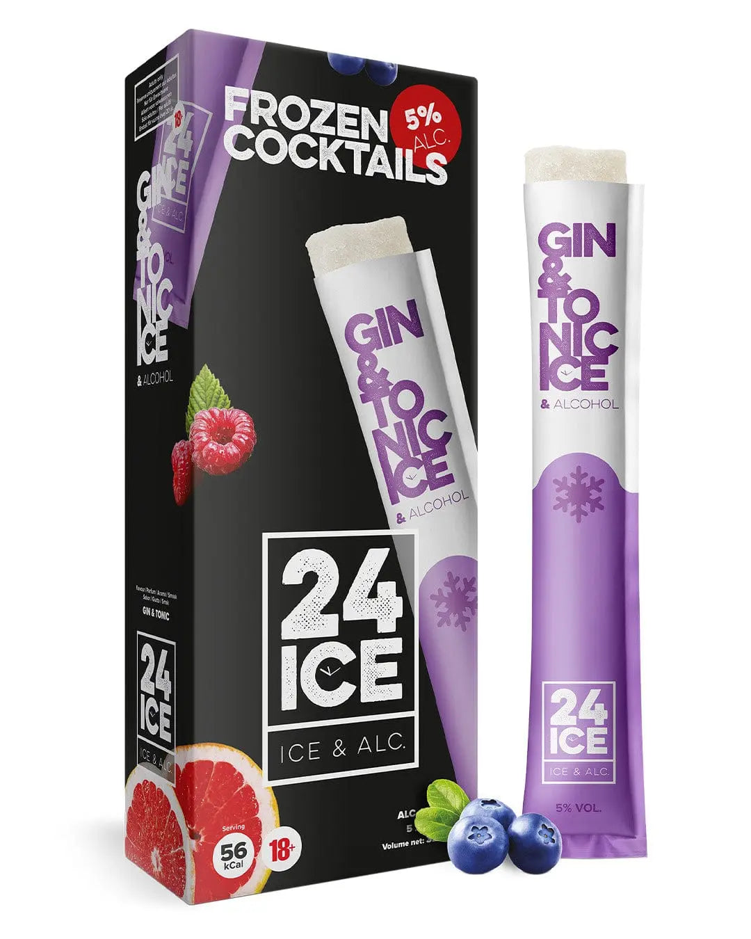 24 Ice Gin & Tonic Frozen Premixed Cocktail Multipack, 5 x 65 ml BBE 31/01/2023 Ready Made Cocktails