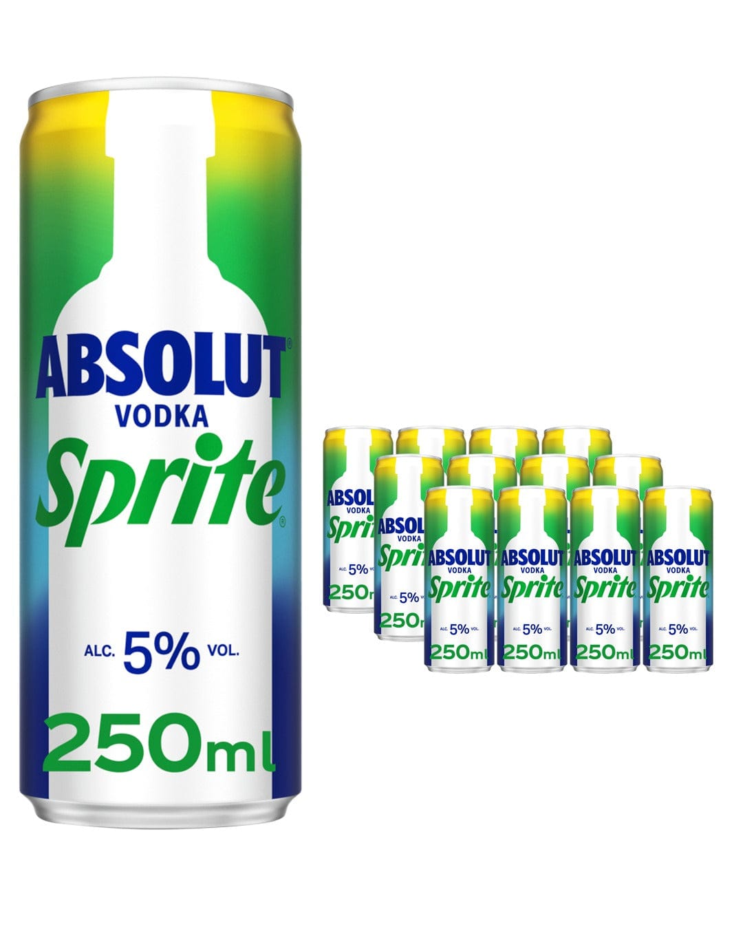 Absolut Vodka & Sprite Premixed Drink Multipack, 12 x 250 ml Ready Made Cocktails