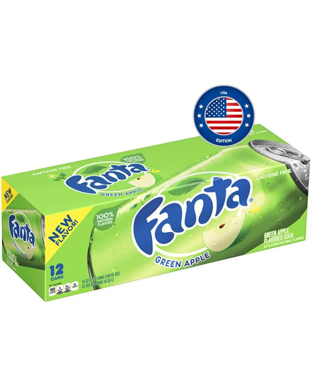 American Fanta Green Apple Soda Multipack, 12 x 355 ml Soft Drinks & Mixers