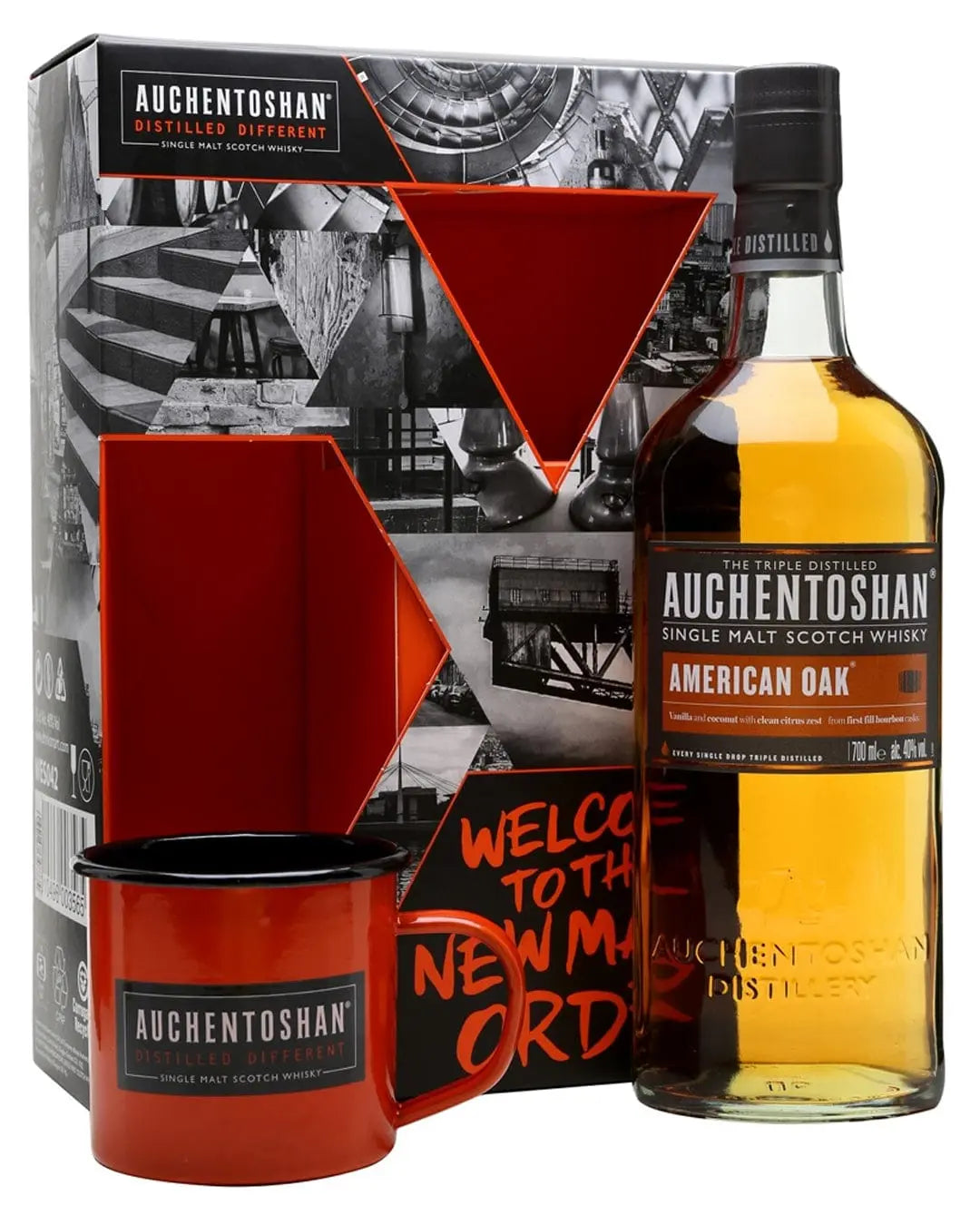 Auchentoshan American Oak Double Mug Gift Pack, 70 cl Whisky 5010496004661