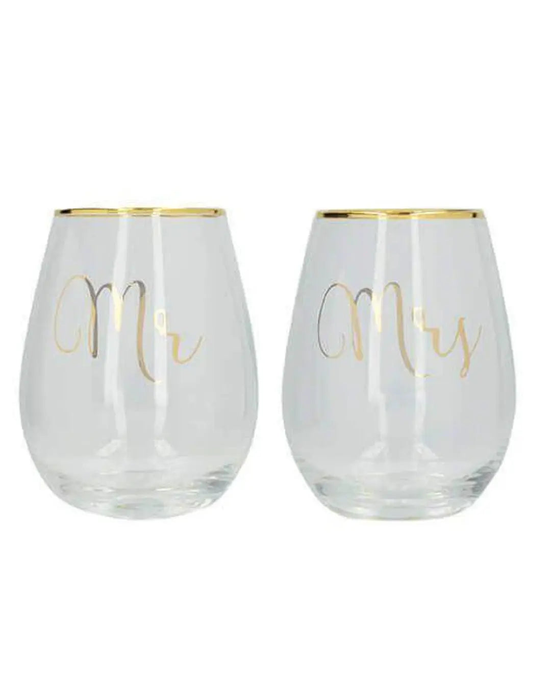 Ava & I Mr and Mrs Stemless Wine Glass Set Of 2 Tableware 5050993320949