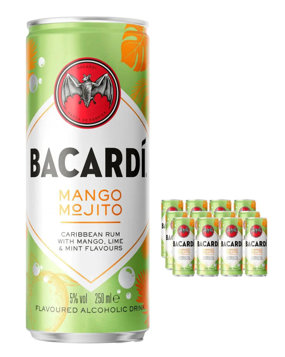 Bacardi Mango Mojito Premixed Can Multipack, 12 x 250 ml Ready Made Cocktails 07610113022610
