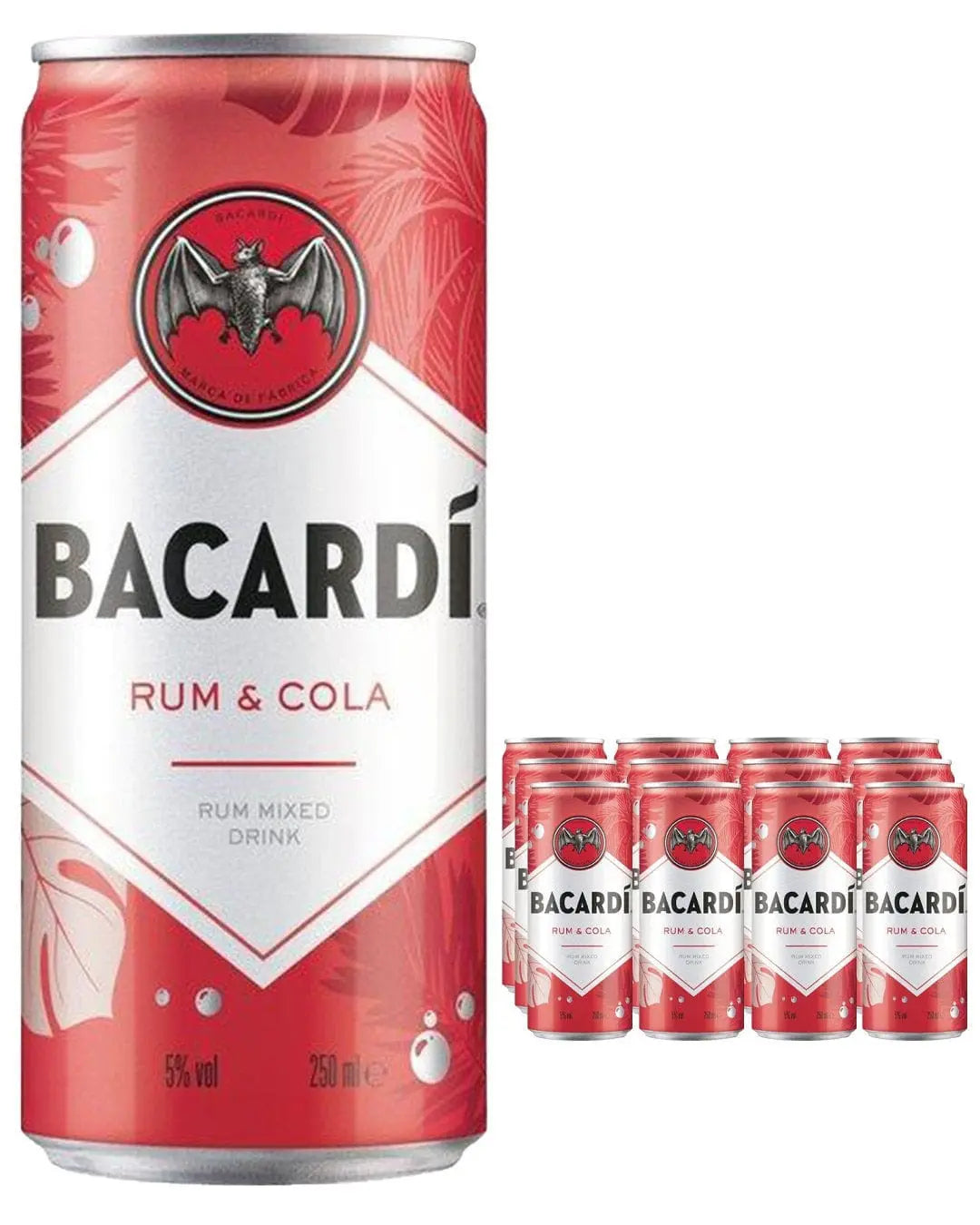 Bacardi Rum & Cola Premixed Cocktail Can Multipack, 12 x 250 ml Ready Made Cocktails