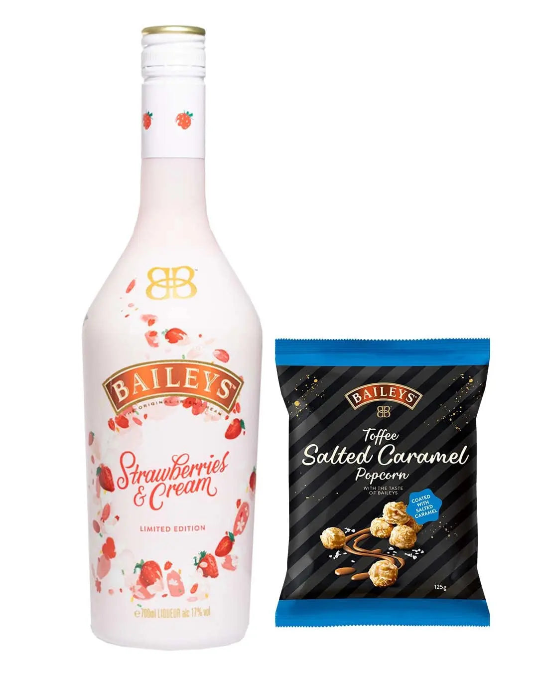 Baileys Strawberries & Cream & Baileys Salted Caramel Popcorn Bundle, 70 cl Liqueurs & Other Spirits