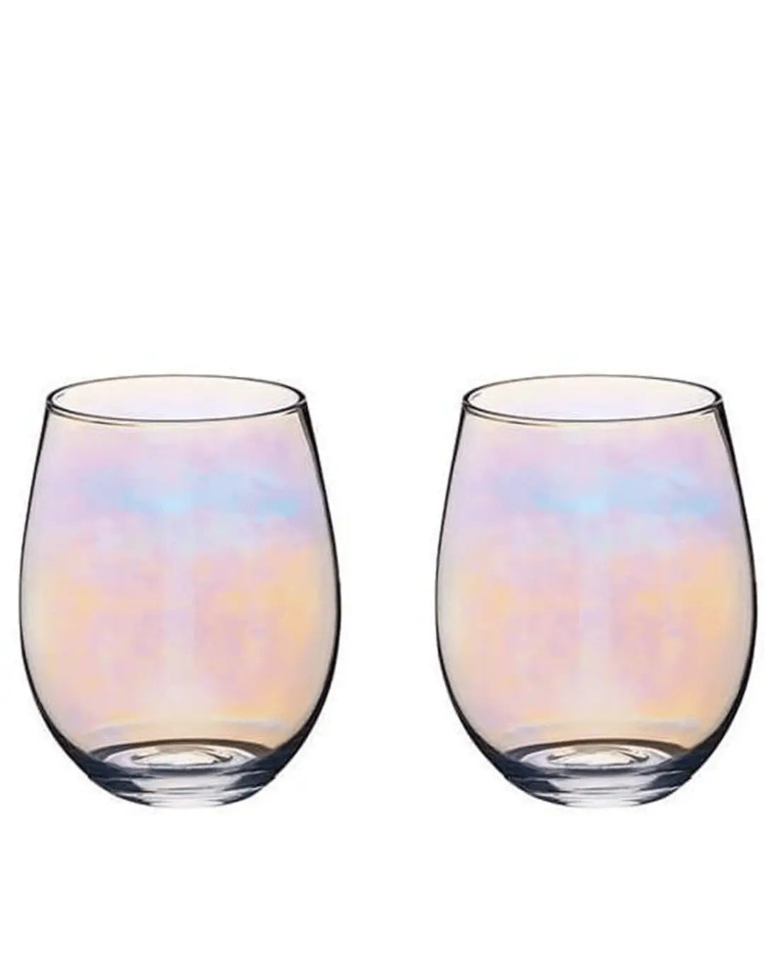 BarCraft Set of Two Iridescent Glass Tumblers Tableware
