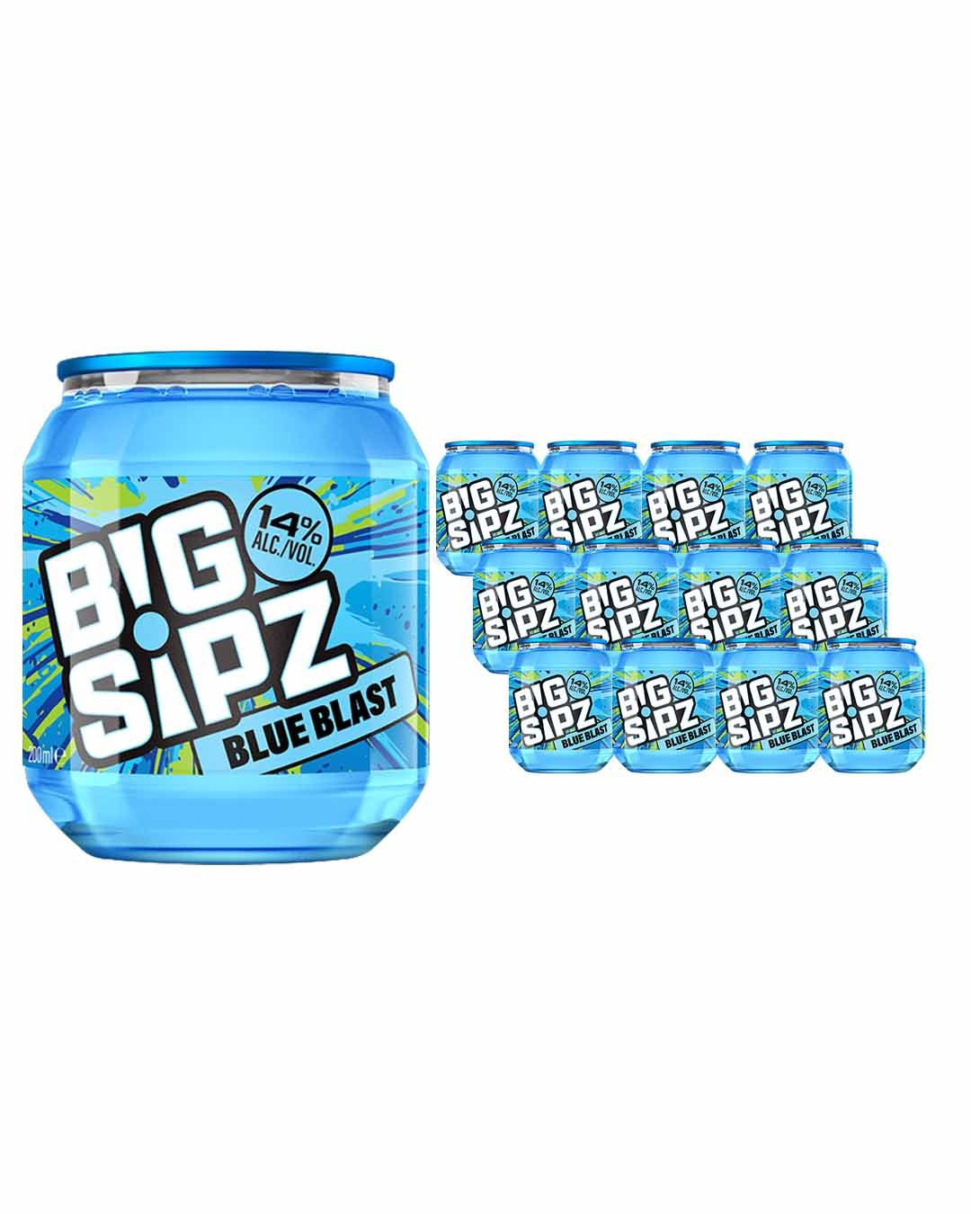 Big Sipz Blue Blast Cocktail Multipack, 12 x 200 ml Ready To Drink