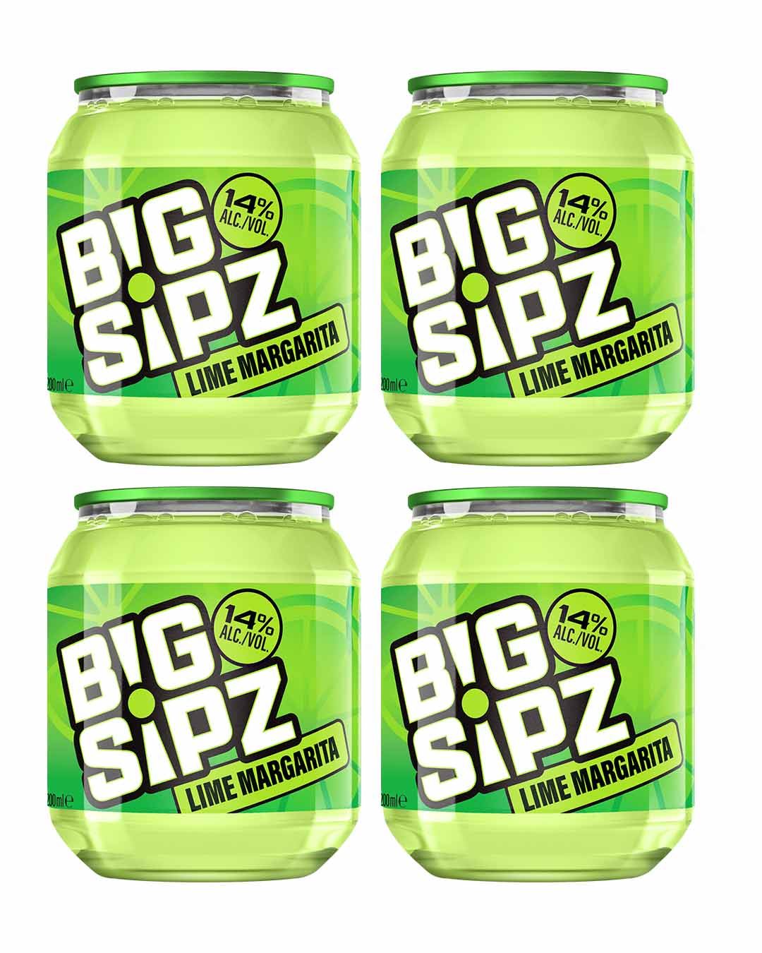 Big Sipz Lime Pre-Mixed Cocktail with Vodka 14% ABV 200ML Pack of 4 Ready To Drink