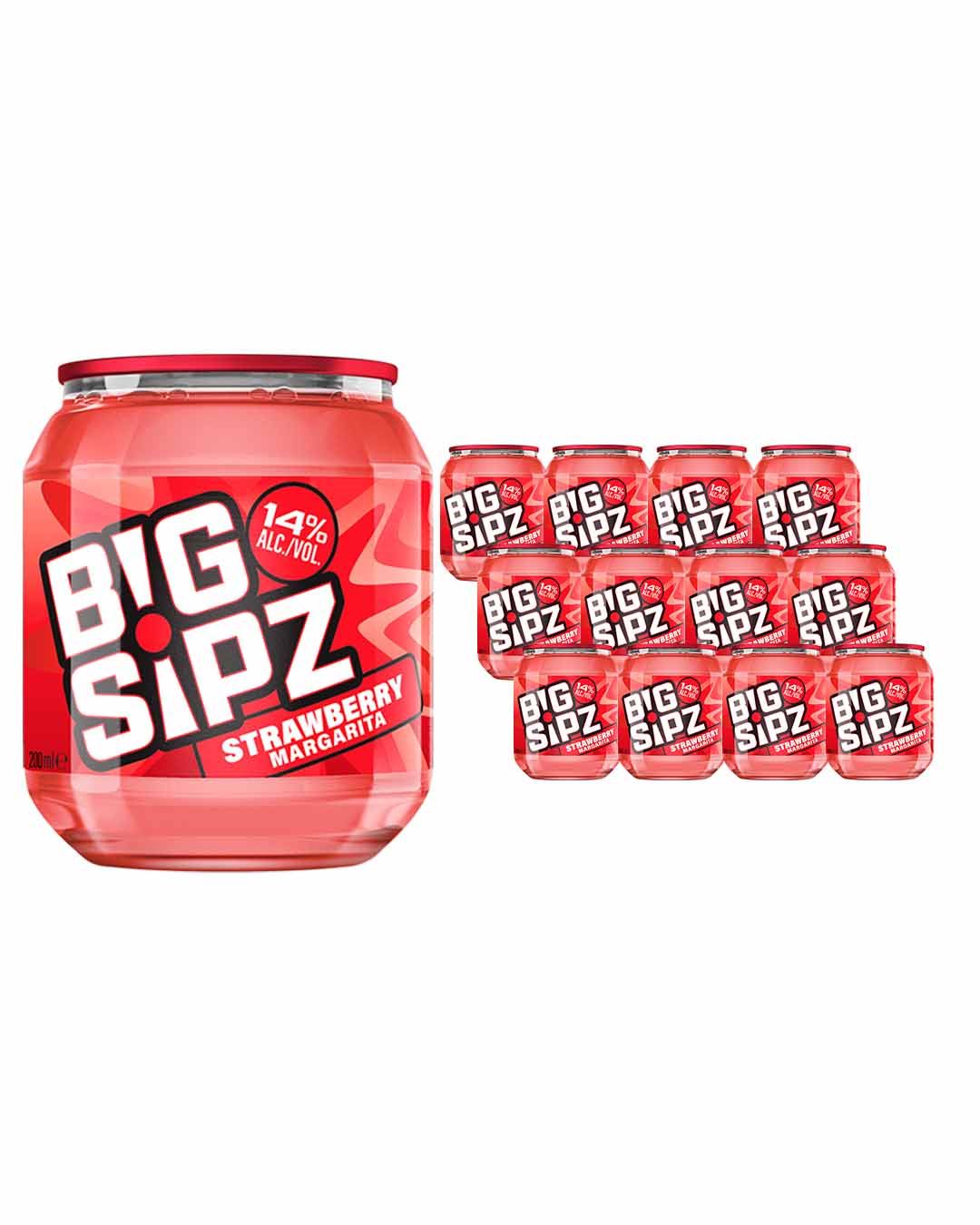 BIg Sipz Strawberry Margarita Cocktail Multipack, 12 x 200 ml Ready To Drink