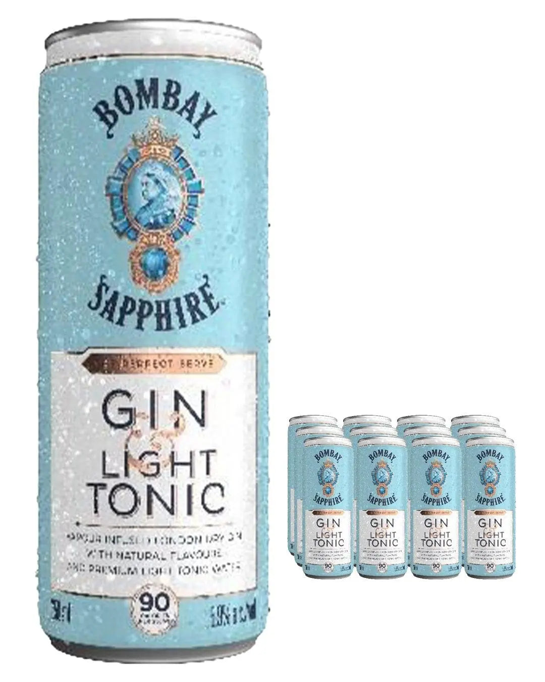 Bombay Sapphire Gin & Light Tonic Premixed Cocktail Can Multipack, 12 x 250 ml Ready Made Cocktails
