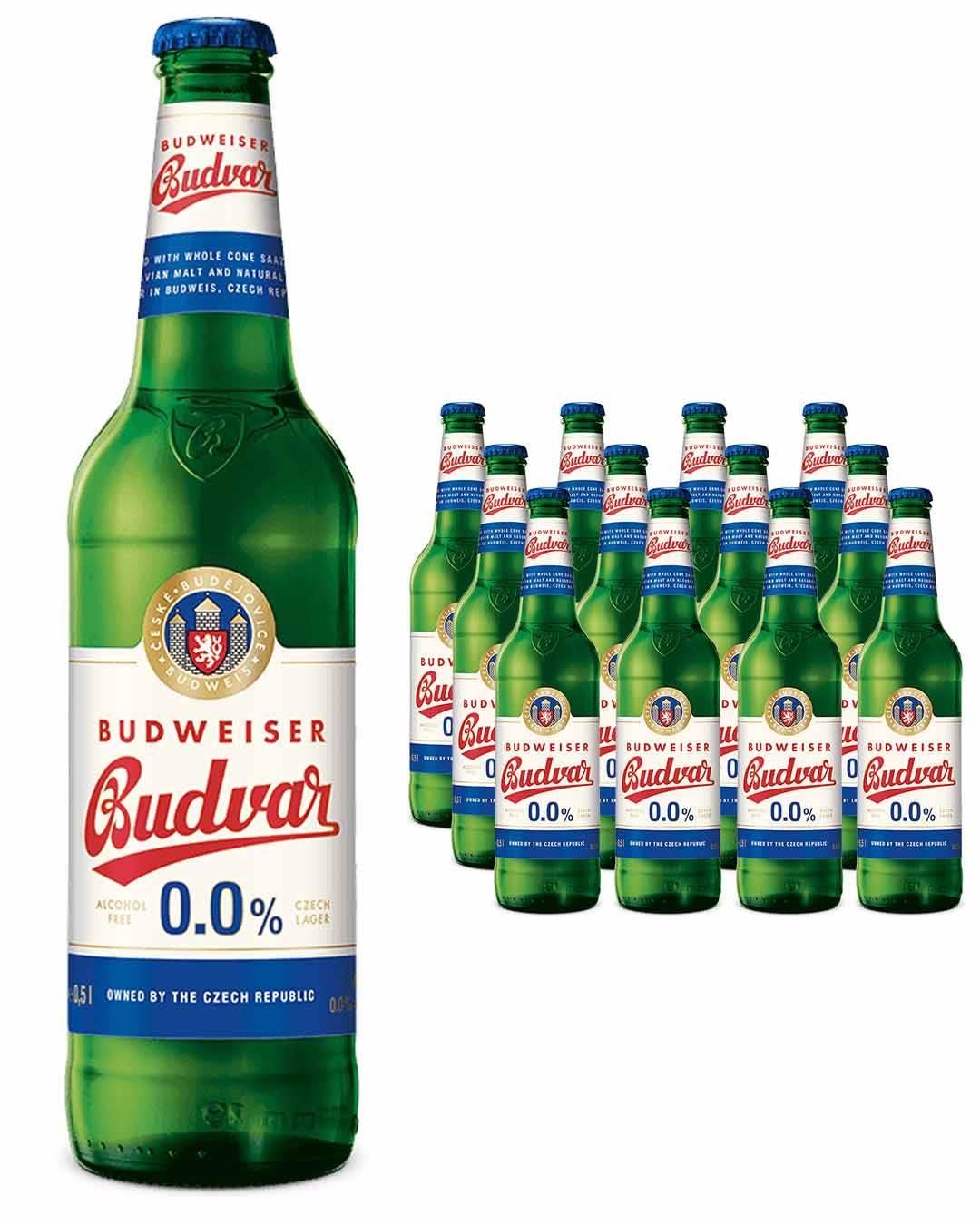 Budweiser Budvar 0.0% Beer Bottle Multipack, 12 x 330 ml beer