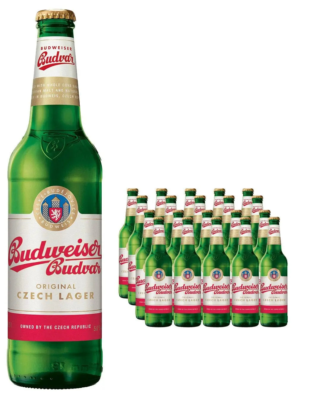 Budweiser Budvar Beer Bottle Multipack, 20 x 500 ml Beer