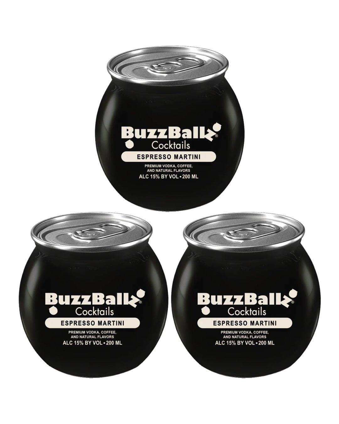 BuzzBallz Espresso Martini Cocktail, 3 x 200 ml Ready To Drink