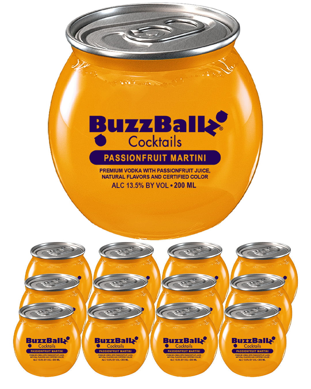 BuzzBallz Passionfruit Martini Cocktail Multipack, 12 x 200 ml Ready To Drink