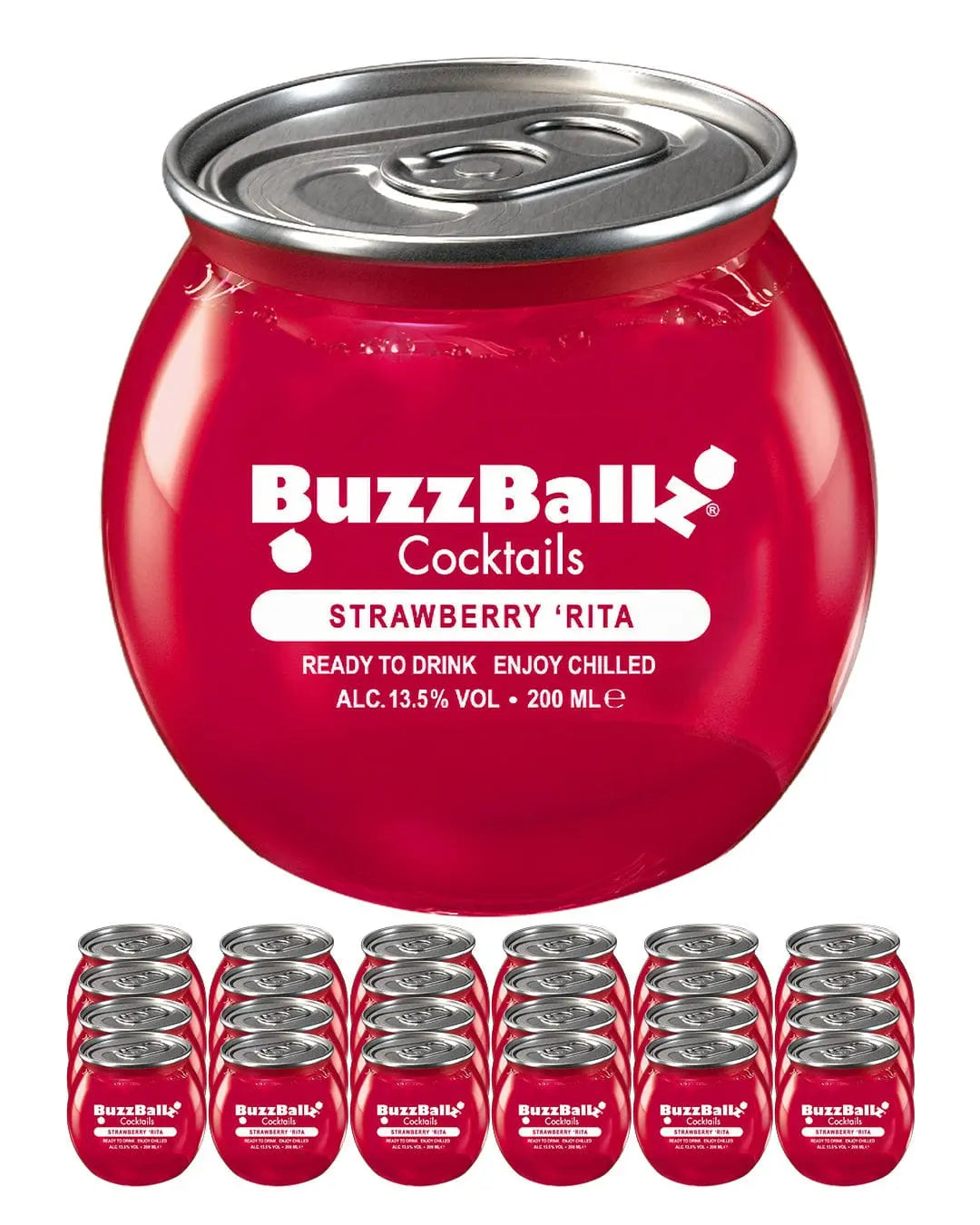 BuzzBallz Strawberry Rita Cocktail Multipack, 24 x 200 ml Ready Made Cocktails