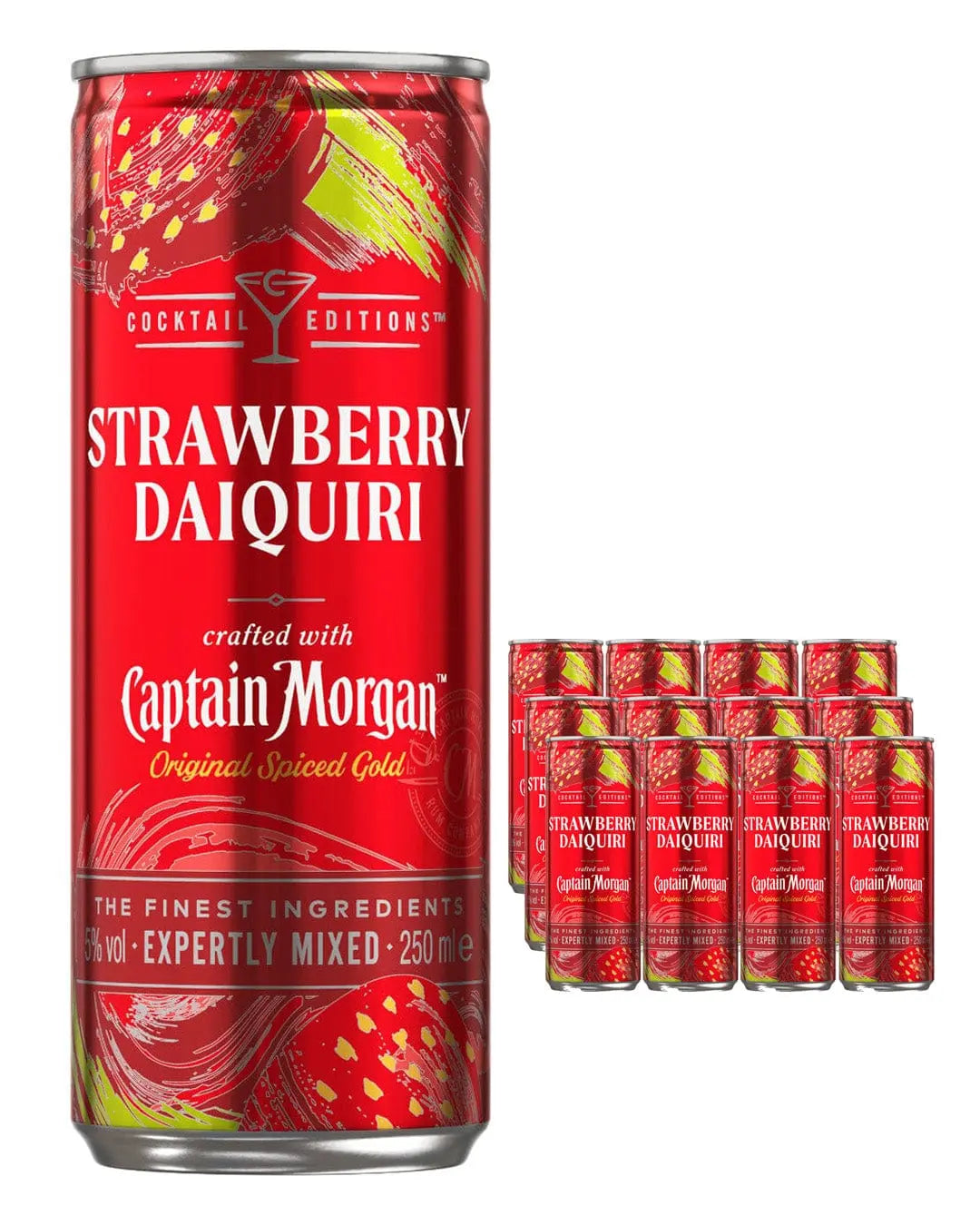 Captain Morgan Spiced Strawberry Daiquiri Can Multipack, 12 x 250 ml Ready Made Cocktails