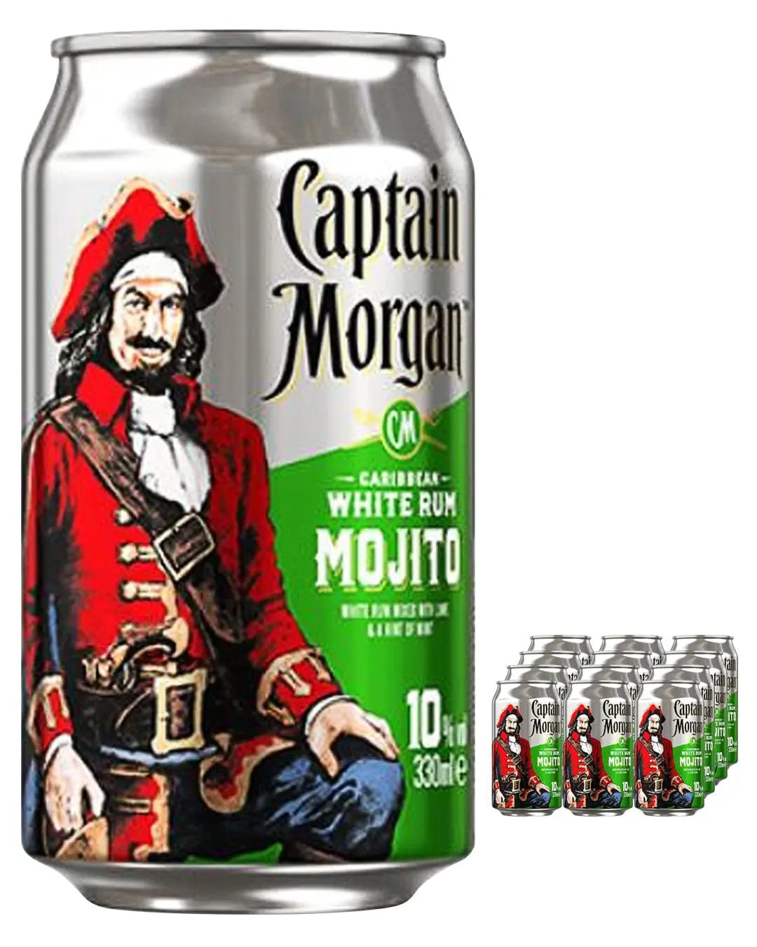 Captain Morgan White Rum Mojito Premixed Cocktail, 12 x 330 ml Ready Made Cocktails