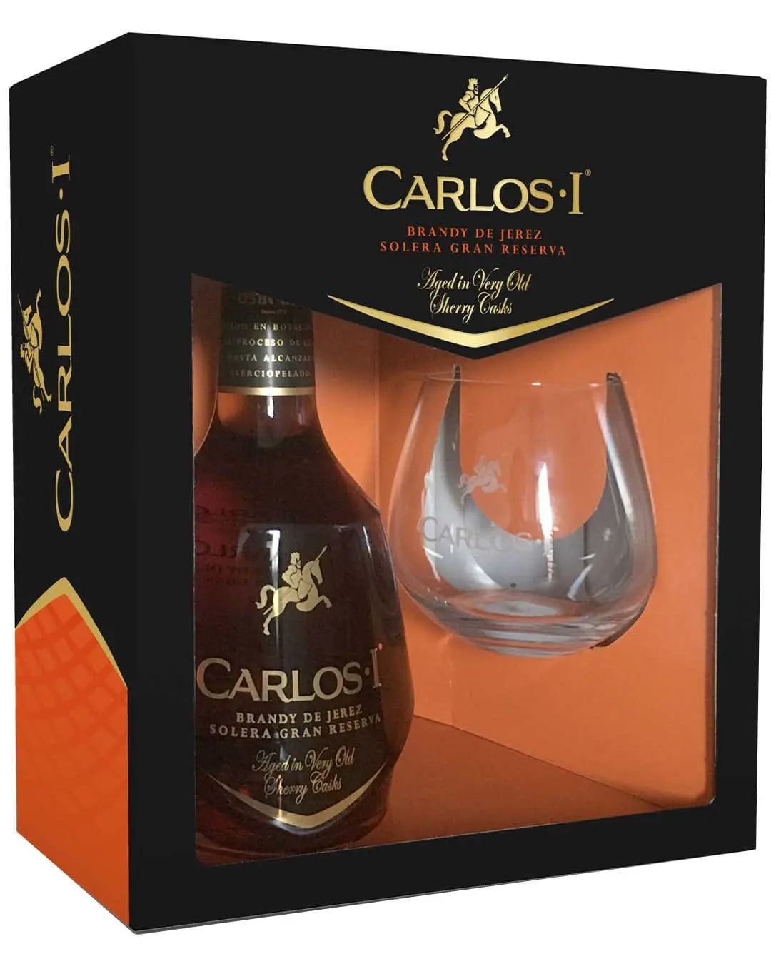 Carlos I Brandy De jerez Solera Gran Reserva Gift Pack with Glass, 1 L Cognac & Brandy 8410337017084