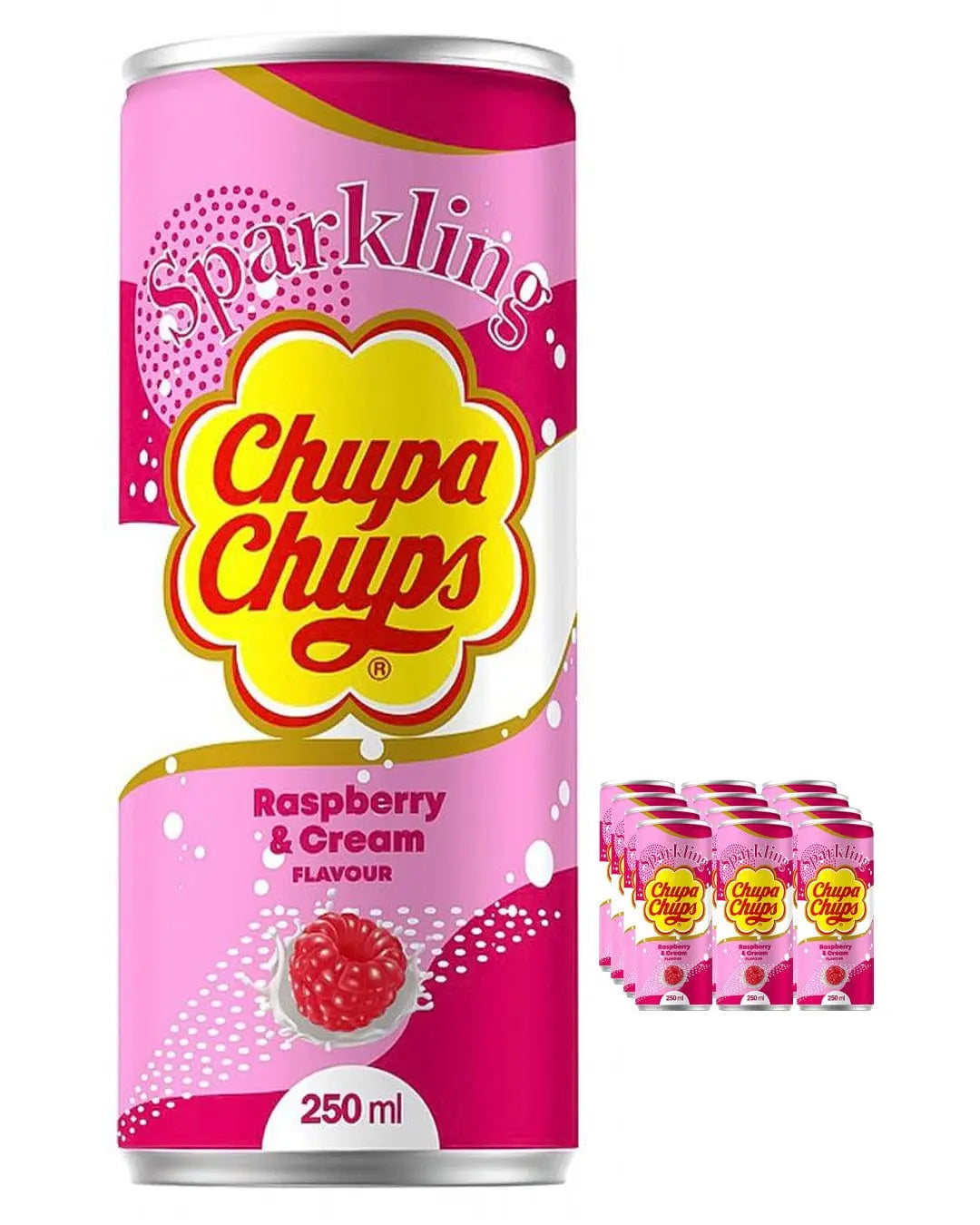 Chupa Chups Raspberry & Cream Sparkling Drink Multipack, 24 x 250 ml Soft Drinks & Mixers