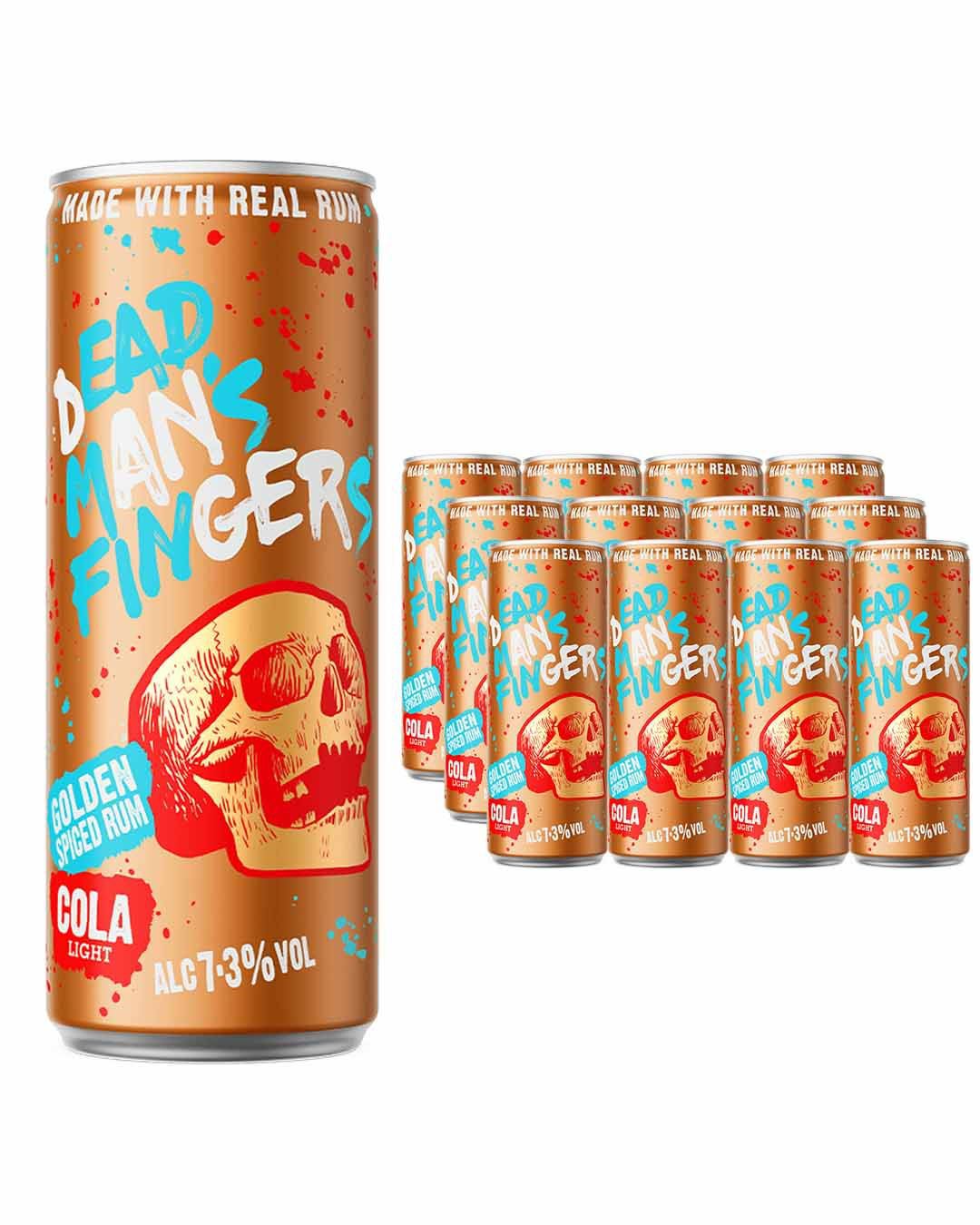 Dead Man’s Fingers Golden Spice Rum with Light Cola Multipack, 12 x 250 ml Ready To Drink