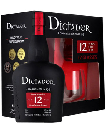 Dictador 12 Year Old Dark Rum Gift Set, 70 cl Rum