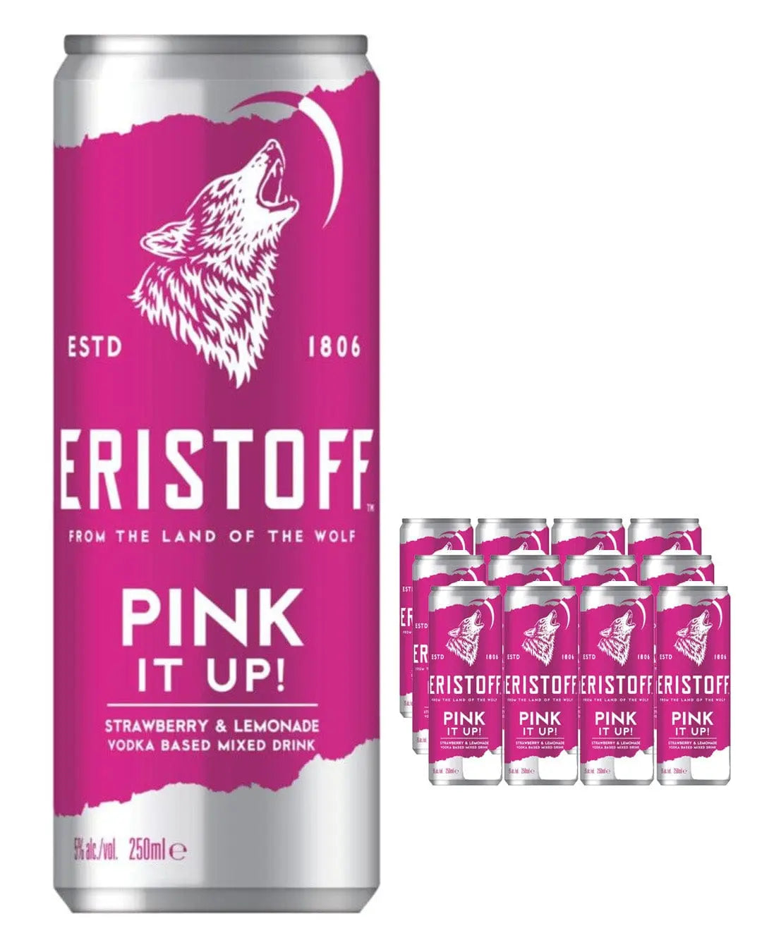 Eristoff Pink It Up Premixed Drink Multipack, 12 x 250 ml Ready Made Cocktails
